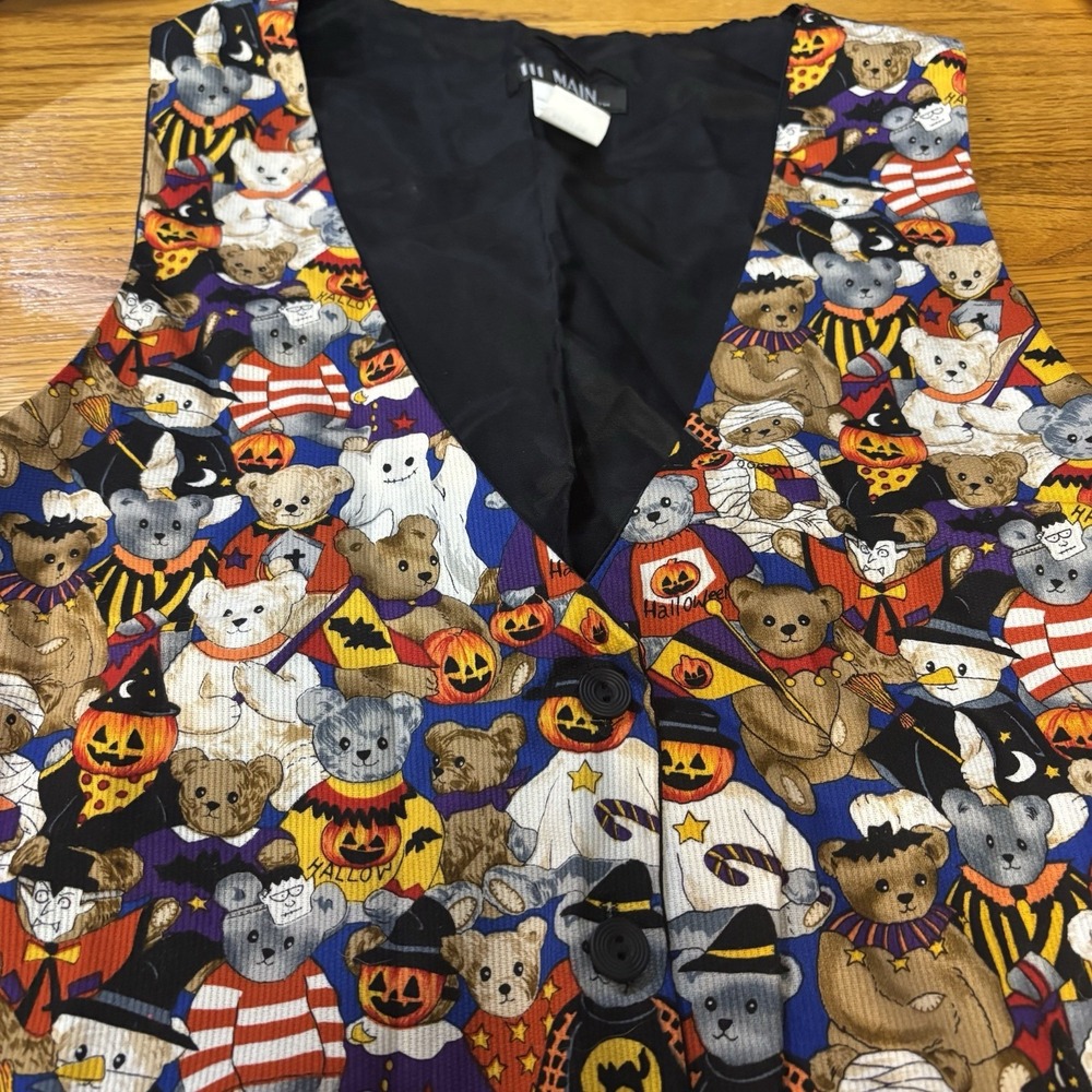 Vintage 111 Main Halloween Vest Women's Medium Bears In Costumes Multicolor 90's